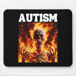 Autism Funny Cringe Hard Skeleton Meme Flames 1 Mouse Pad