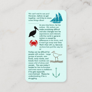 Autism Get Together Boy Business Card