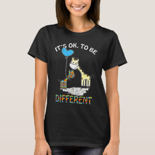 Autism Giraffe It's OK To Be Different  Autism Awa T-Shirt