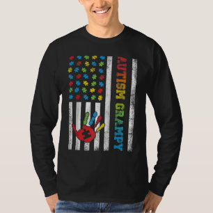 Autism Grampy American Flag Autism Awareness Ragla T-Shirt