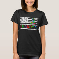Autism Grandma American Flag