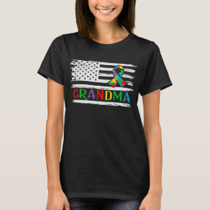 Autism Grandma American Flag T-Shirt