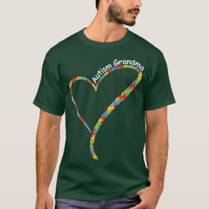 Autism Grandma Autism Awareness Puzzle Piece Hear T-Shirt