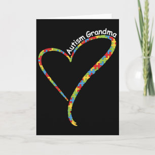 Autism Grandma Autism Awareness Puzzle Piece Heart Card