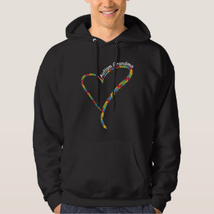 Autism Grandma Autism Awareness Puzzle Piece Heart Hoodie