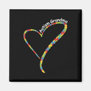 Autism Grandma Autism Awareness Puzzle Piece Heart Magnet