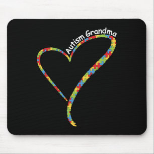 Autism Grandma Autism Awareness Puzzle Piece Heart Mouse Pad