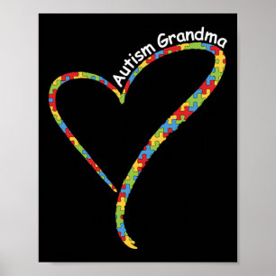 Autism Grandma Autism Awareness Puzzle Piece Heart Poster
