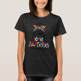 Autism Grandmother Messy Bun Sunglasses Bandanna A T-Shirt