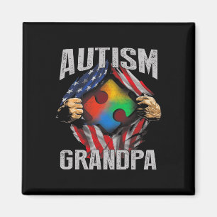 Autism Grandpa American Flag Autism Awareness Magnet