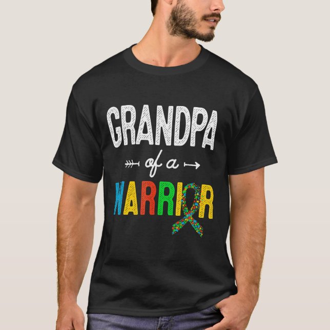 Autism-Grandpa Of A Warrior Autism Awareness Suppo T-Shirt (Front)