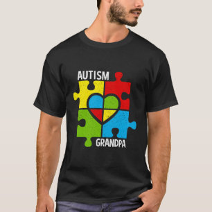 Autism Grandpa Puzzle Pieces And Heart T-Shirt