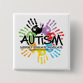 Autism Handprint 15 Cm Square Badge
