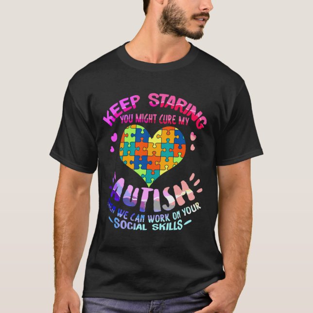 Autism Heart Autism Awareness Adhd Austism Puzzle T-Shirt (Front)