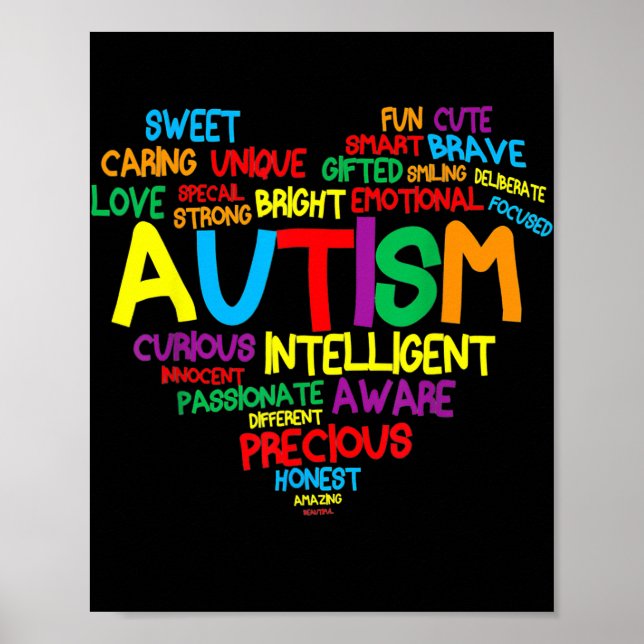 Autism Heart Autism Awareness proud Autism Mom Poster (Front)