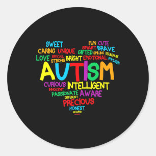 Autism Heart Autism Awareness Proud Autism Mum Gif Classic Round Sticker