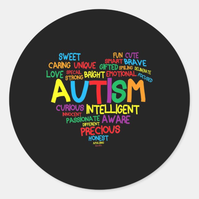 Autism Heart Autism Awareness proud Autism Mum Gif Classic Round Sticker (Front)