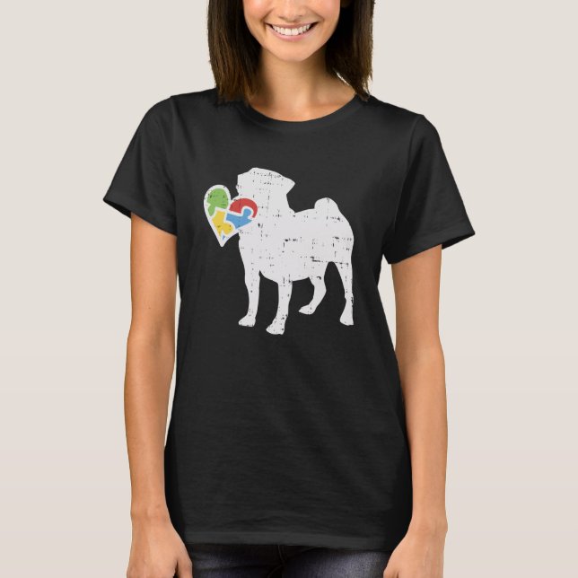 Autism Heart Pug Shirt Awareness Dog Lover Autisti (Front)
