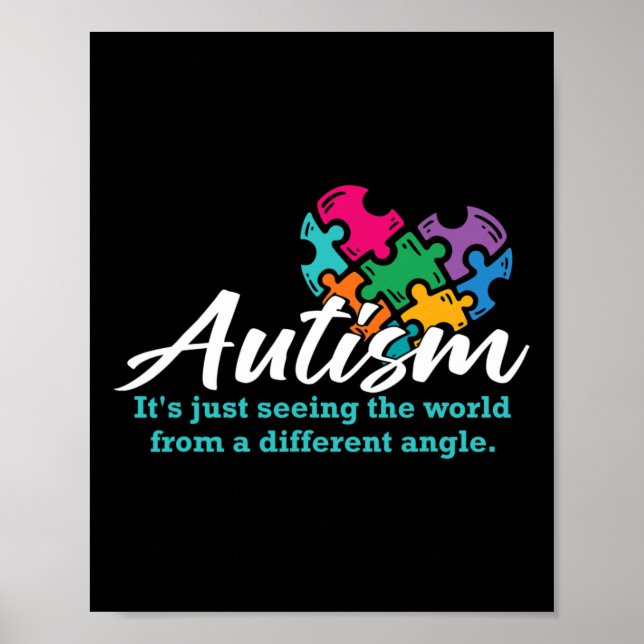 Autism Heart Puzzle Awareness Autistic Support Rib Poster (Front)
