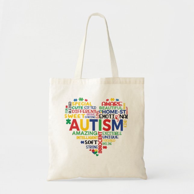 autism heart tote bag (Front)