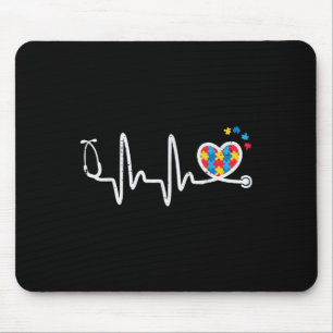 Autism Heartbeat Stethoscope Nurse Awareness Scrub Mouse Pad