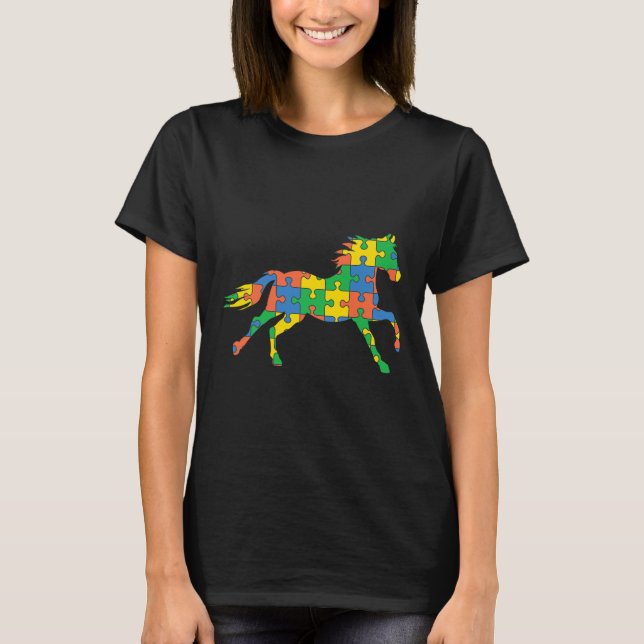 Autism Horse Disabilities Month Disabilities Aware T-Shirt (Front)