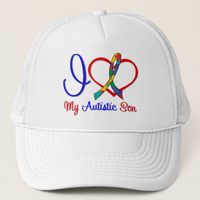 Autism I Love My Autistic Son Trucker Hat (Front)