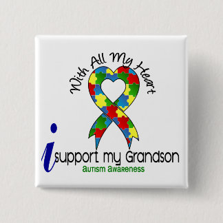 Autism I Support My Grandson 15 Cm Square Badge