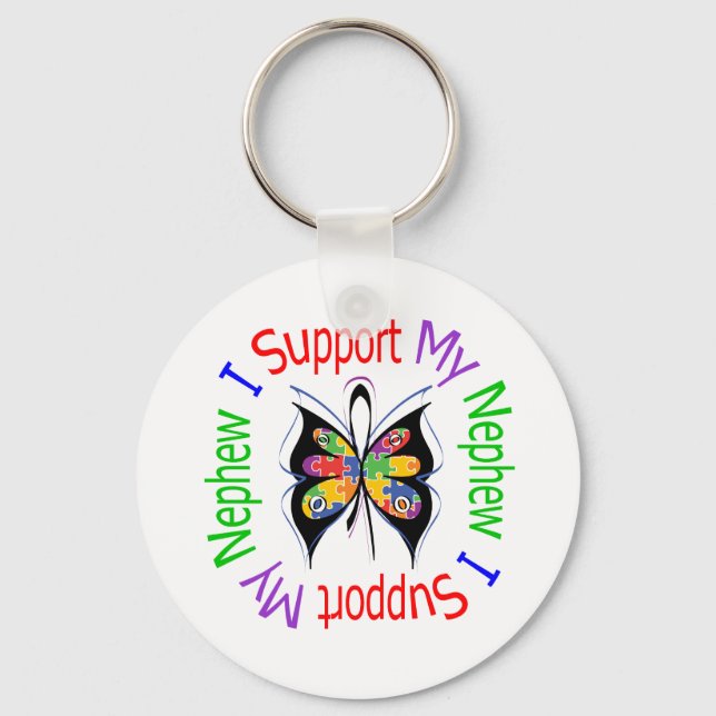 Autism I Support My Nephew Key Ring (Front)