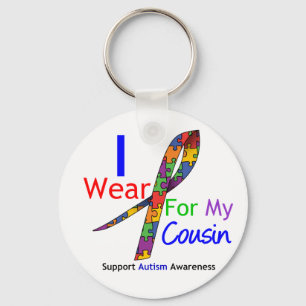 Autism I Wear Puzzle Ribbon For My Cousin Key Ring