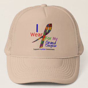 Autism I Wear Puzzle Ribbon For My Granddaughter Trucker Hat