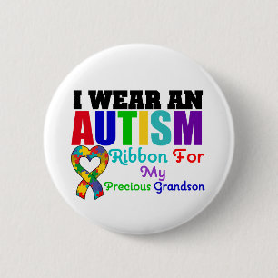 Autism I Wear Ribbon For My Precious Grandson 6 Cm Round Badge