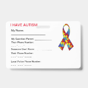 Autism ID Tag Badge