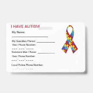 Autism ID Tag Badge