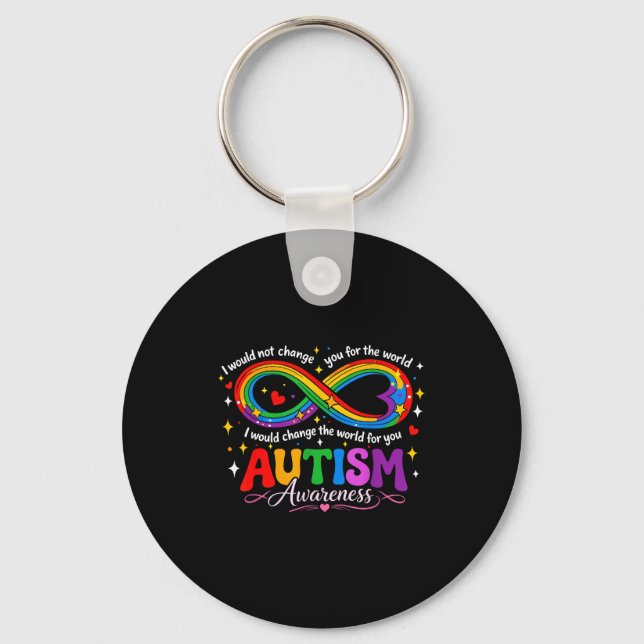Autism infinity awareness mom rainbow key ring (Front)