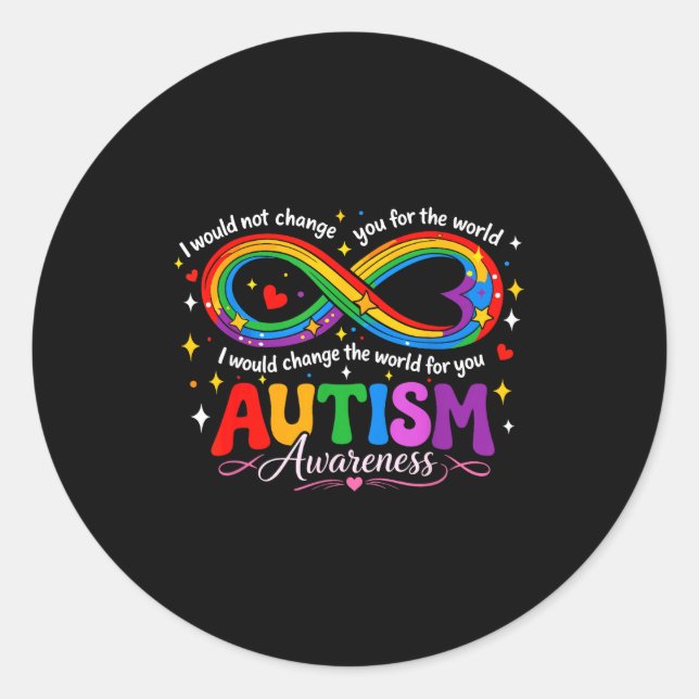 Autism infinity awareness mum rainbow classic round sticker (Front)