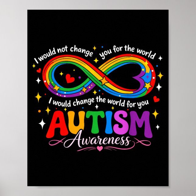 Autism infinity awareness mum rainbow poster (Front)