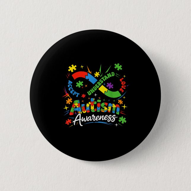 Autism infinity neurodiversity accept understand 6 cm round badge (Front)