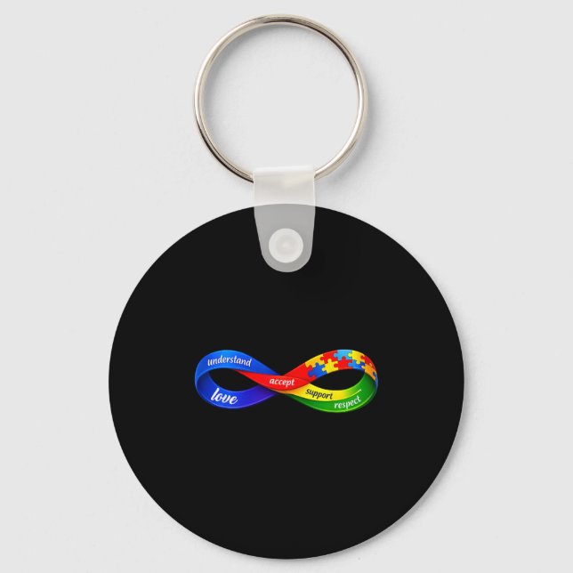 Autism infinity ribbon design neurodiversity key ring (Front)