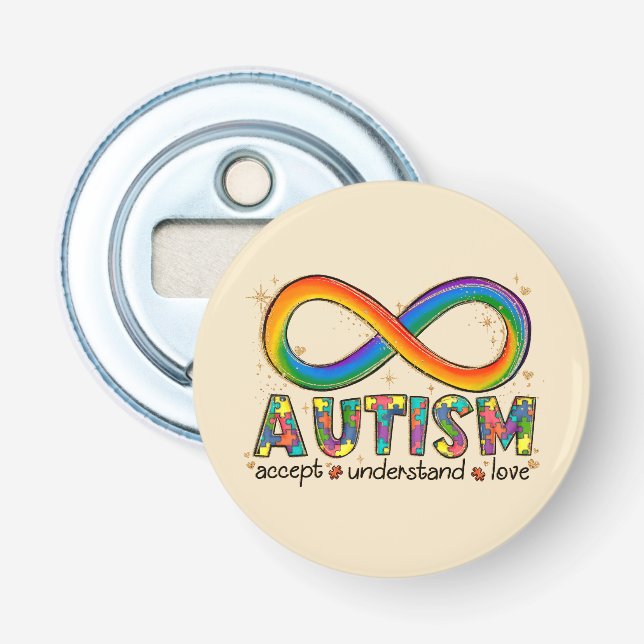 Autism Infinity Symbol Accept, Understand, Love Bottle Opener (Front)