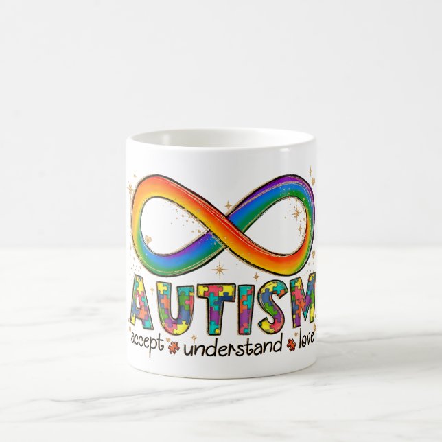 Autism Infinity Symbol Accept, Understand, Love Coffee Mug (Center)
