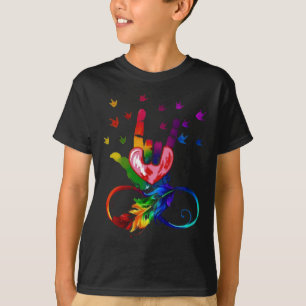 Autism Infinity Symbol Asl Hand Sign Language Teac T-Shirt