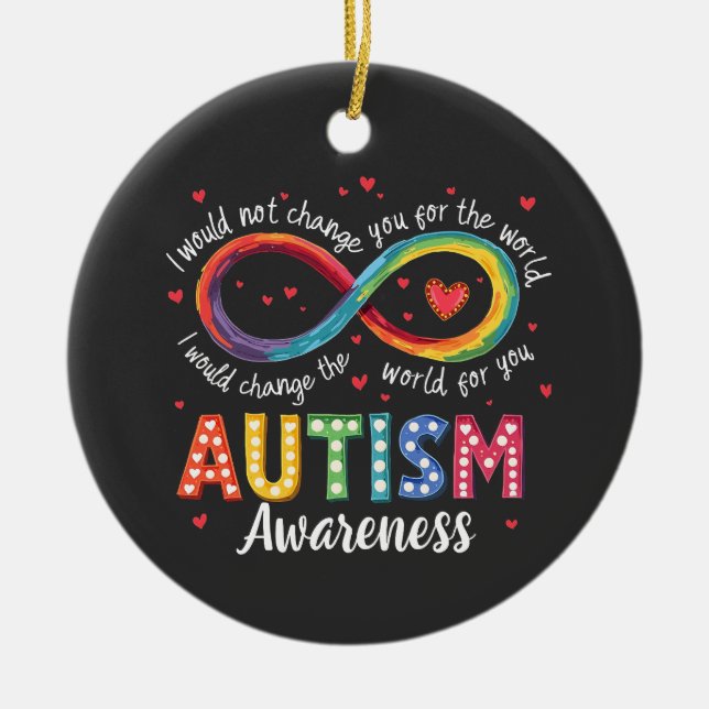 Autism Infinity Symbol Autism Awareness Month  Ceramic Tree Decoration (Front)