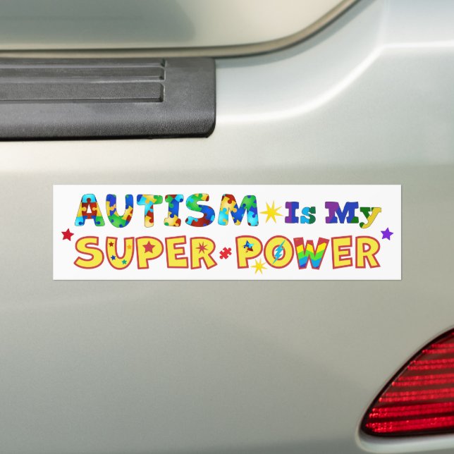 Autism Is My Super Power Bumper Sticker (On Car)