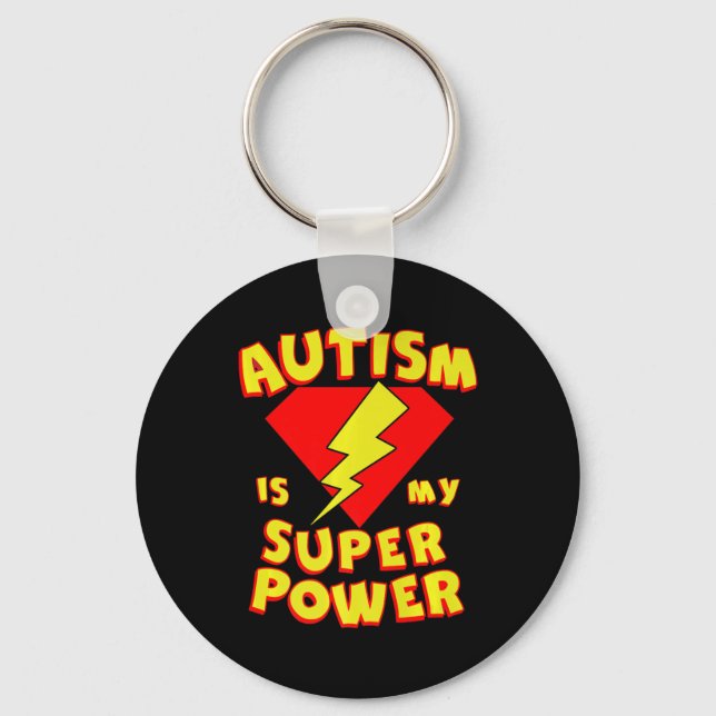 Autism is My Super Power Superhero Autism Awarenes Key Ring (Front)