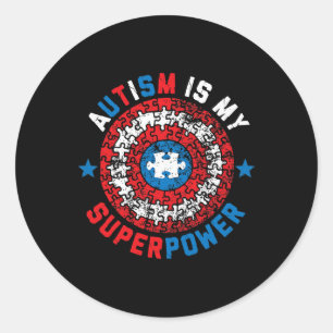 Autism Is My Superpower Autism Awareness Autistic  Classic Round Sticker