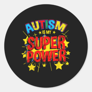 Autism Is My Superpower Autism Awareness Classic Round Sticker