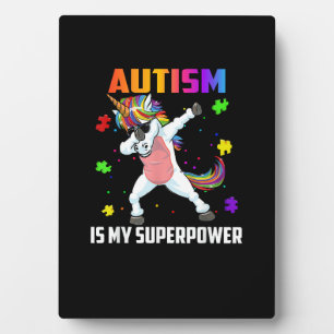 Autism Is My Superpower Dabbing Unicorn Gift Kids  Plaque