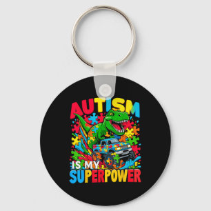 Autism Is My Superpower Dino Boys Monster Truck Key Ring