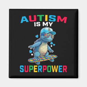 Autism Is My Superpower Dino Puzzle Awareness Wome Magnet